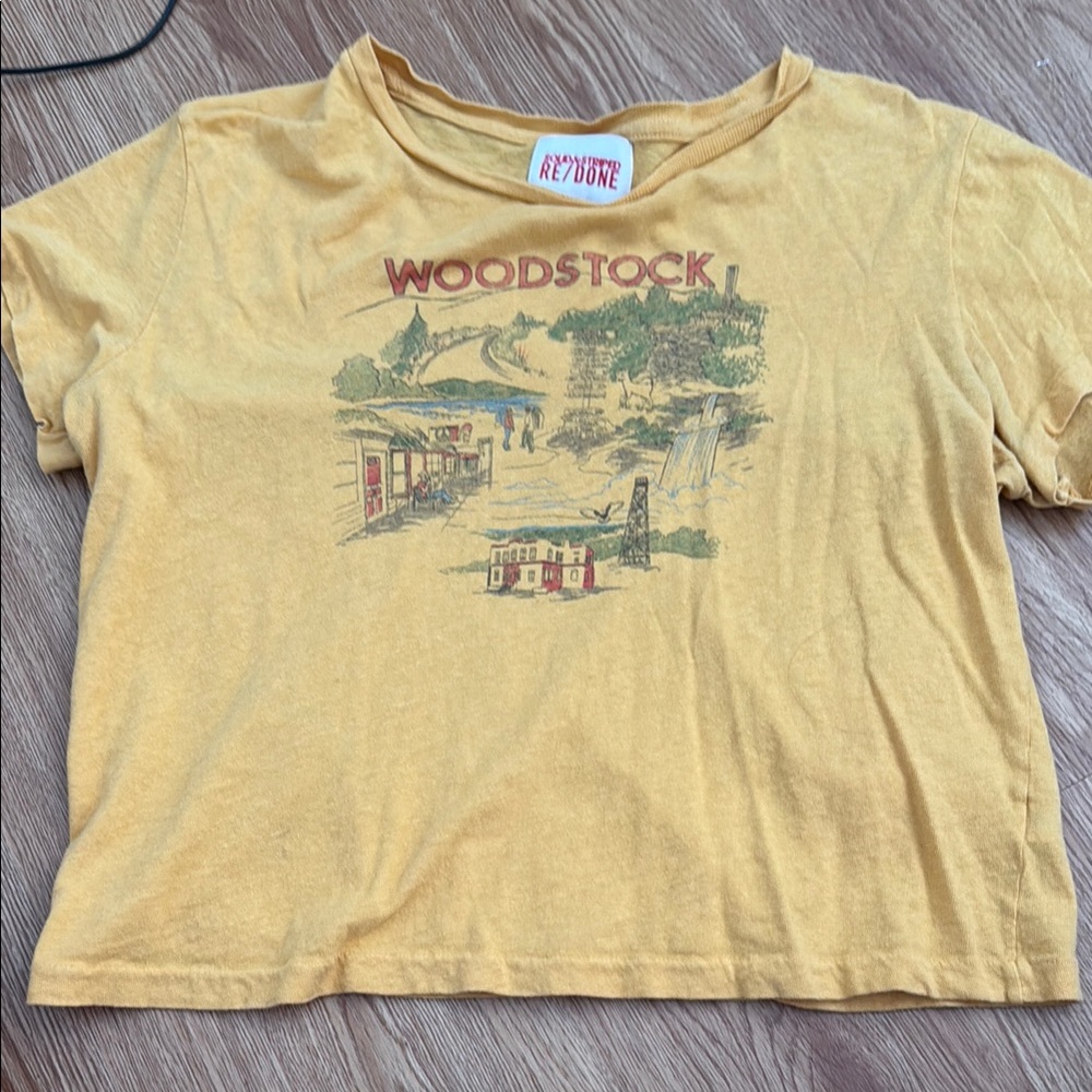 Re/Done Yellow Woodstock Graphic Tee